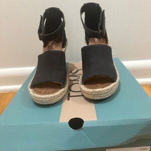 TOMS Marisol black wedge sandals. Gently worn, like new condition.